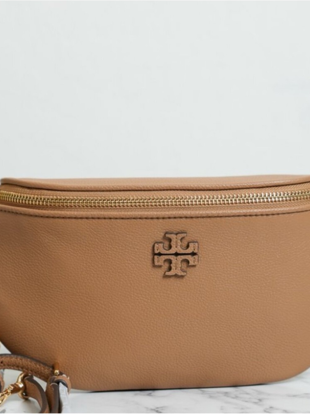 Tory Burch Cognac Leather Belt Bag with Logo